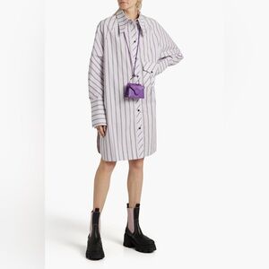 GANNI lilac striped poplin shirt dress
